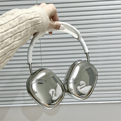 Ins Cute Pink 3D Bow torbica za slušalice za Apple Airpods Max 2, galvanizirane slušalice, zaštitna torbica otporna na udarce za Airpods Max