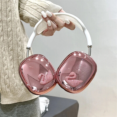 Ins Cute Pink 3D Bow torbica za slušalice za Apple Airpods Max 2, galvanizirane slušalice, zaštitna torbica otporna na udarce za Airpods Max