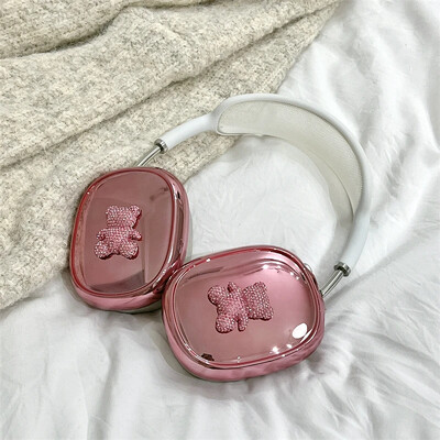 Ins Cute Pink 3D Bow torbica za slušalice za Apple Airpods Max 2, galvanizirane slušalice, zaštitna torbica otporna na udarce za Airpods Max
