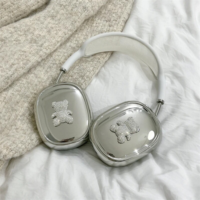 Ins Cute Pink 3D Bow torbica za slušalice za Apple Airpods Max 2, galvanizirane slušalice, zaštitna torbica otporna na udarce za Airpods Max