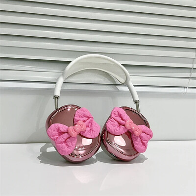 Ins Cute Pink 3D Bow torbica za slušalice za Apple Airpods Max 2, galvanizirane slušalice, zaštitna torbica otporna na udarce za Airpods Max