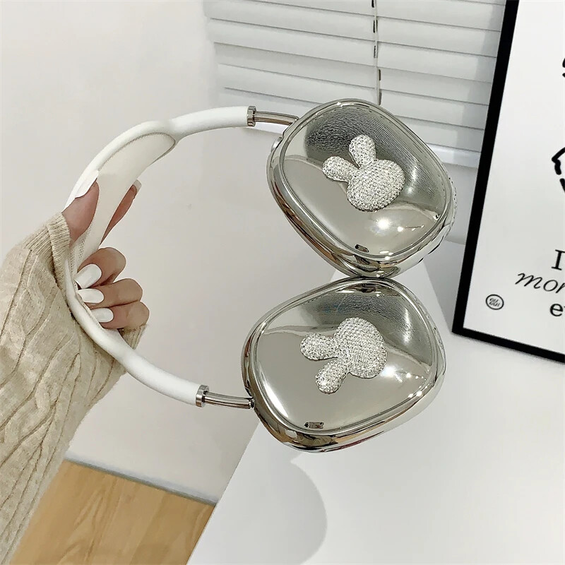 Ins Cute Pink 3D Bow torbica za slušalice za Apple Airpods Max 2, galvanizirane slušalice, zaštitna torbica otporna na udarce za Airpods Max