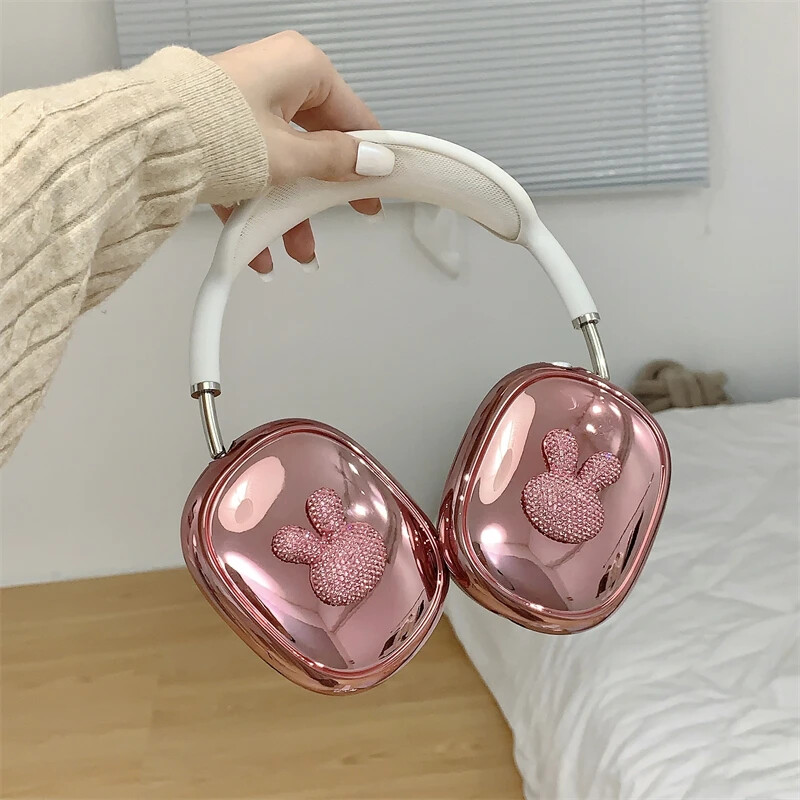 Ins Cute Pink 3D Bow torbica za slušalice za Apple Airpods Max 2, galvanizirane slušalice, zaštitna torbica otporna na udarce za Airpods Max