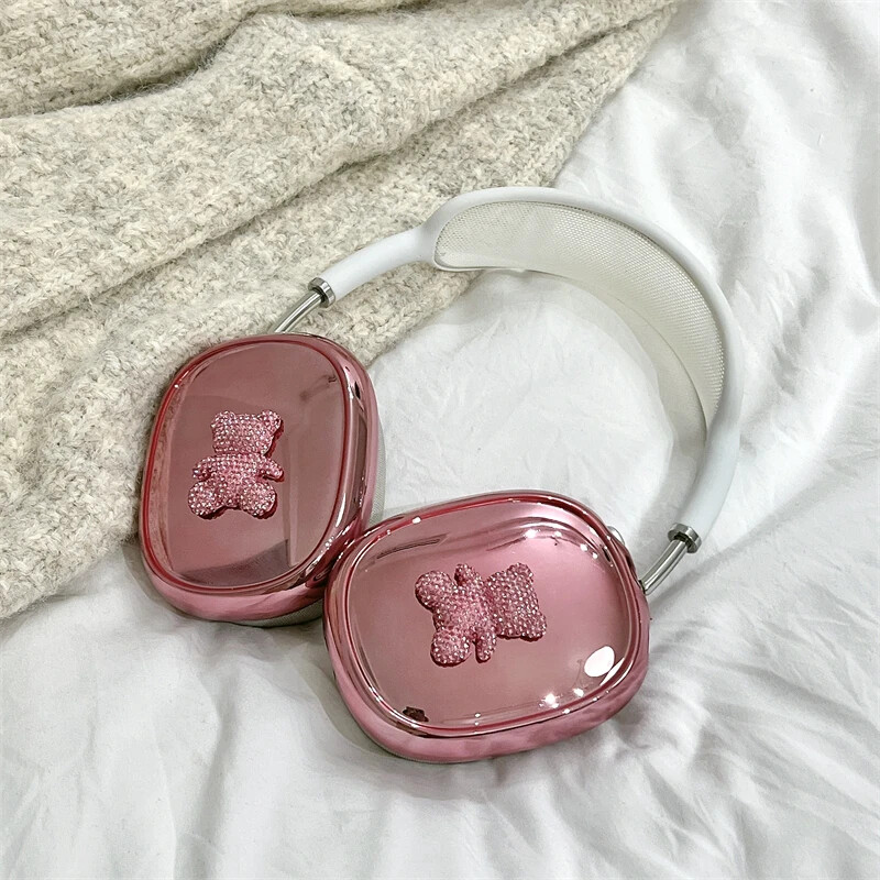 Ins Cute Pink 3D Bow torbica za slušalice za Apple Airpods Max 2, galvanizirane slušalice, zaštitna torbica otporna na udarce za Airpods Max