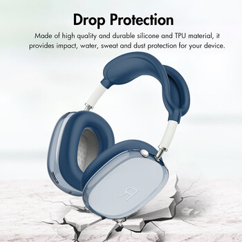 Θήκη 4 σε 1 σιλικόνη + TPU Clear Cover Case Αντικραδασμική Ear Pad Ear Cups Κάλυμμα κεφαλής Μαξιλάρι αυτιού/Προστατευτικό ωτοασπίδας για AirPods Max