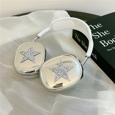 Επιμεταλλωμένο κάλυμμα Glitter Stars για AirPods Max, θήκη ασύρματων ακουστικών, προστατευτικό μανίκι, σετ 2 τμχ