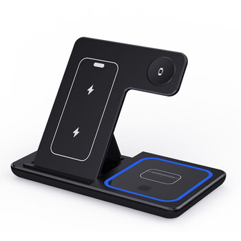 30W LED Fast Wireless Charger Stand 3 σε 1 Αναδιπλούμενος σταθμός φόρτισης για iPhone 15 14 13 12 11 Apple Watch 9 8 7 6 5 Airpods Pro