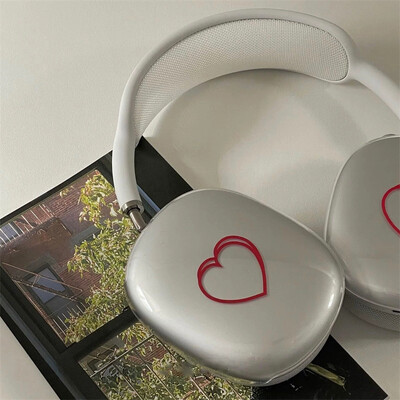Cute Love Heart Sketch Zaštitna navlaka za slušalice Airpods Max Prozirni mekani silikon za Apple Airpods Max slušalice