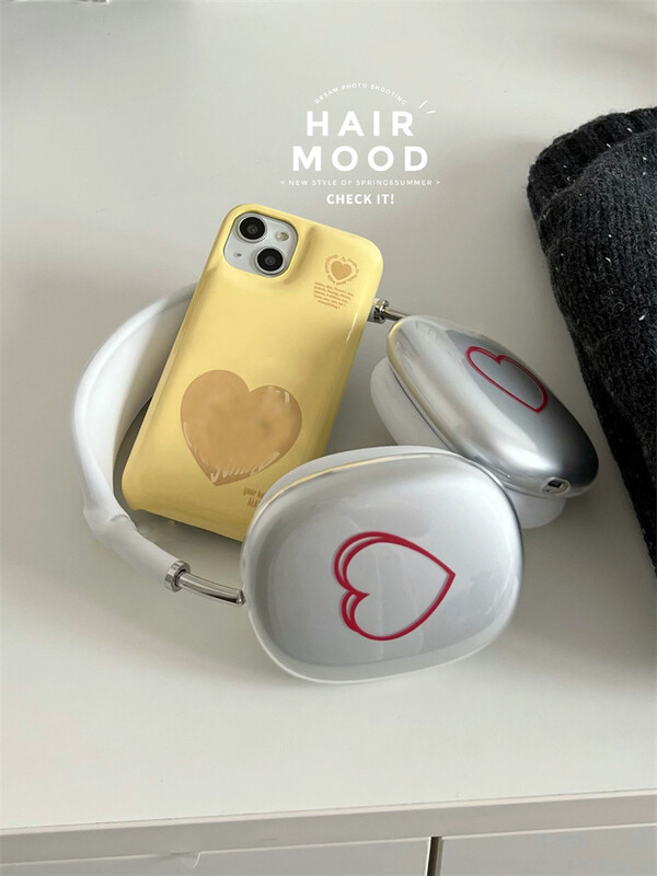 Cute Love Heart Sketch Zaštitna navlaka za slušalice Airpods Max Prozirni mekani silikon za Apple Airpods Max slušalice