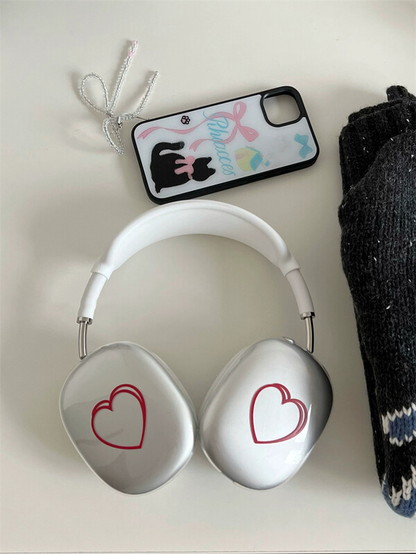 Cute Love Heart Sketch Zaštitna navlaka za slušalice Airpods Max Prozirni mekani silikon za Apple Airpods Max slušalice