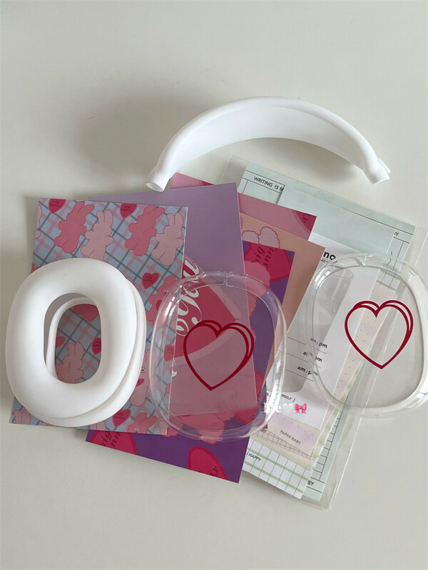 Cute Love Heart Sketch Zaštitna navlaka za slušalice Airpods Max Prozirni mekani silikon za Apple Airpods Max slušalice