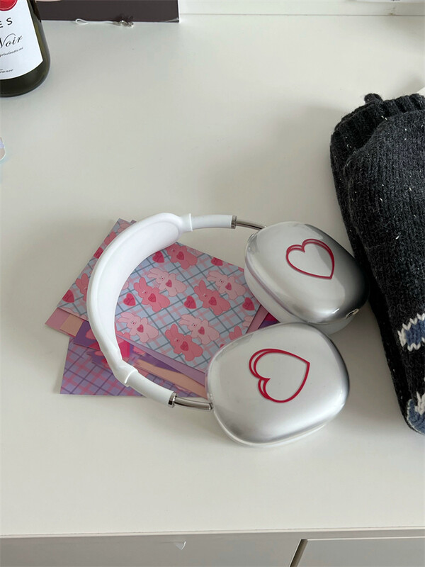 Cute Love Heart Sketch Zaštitna navlaka za slušalice Airpods Max Prozirni mekani silikon za Apple Airpods Max slušalice
