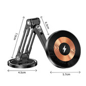 Magnetski stalak za telefon, auto, bežični punjač, 180 rotacija, 15 W, brzo punjenje za Magsafe za iPhone 15 14 13 12 11 Pro Max