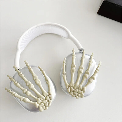 Slatki 3D smiješni kostur, poklon za noć vještica, zaštitna torbica za Apple Airpods Max, torbica za slušalice, prozirna školjka, dodaci za slušalice