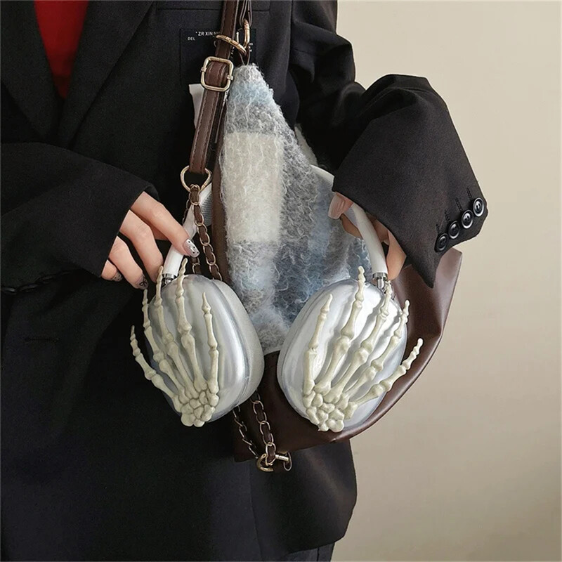 Slatki 3D smiješni kostur, poklon za noć vještica, zaštitna torbica za Apple Airpods Max, torbica za slušalice, prozirna školjka, dodaci za slušalice