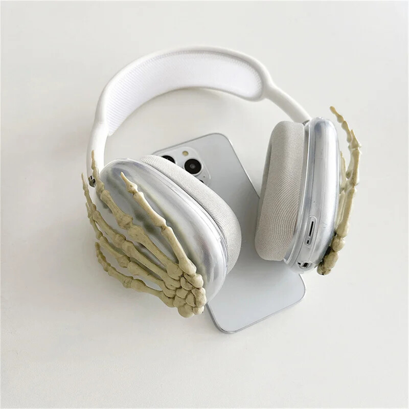 Slatki 3D smiješni kostur, poklon za noć vještica, zaštitna torbica za Apple Airpods Max, torbica za slušalice, prozirna školjka, dodaci za slušalice