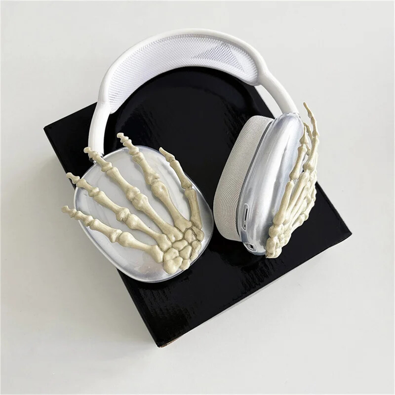 Slatki 3D smiješni kostur, poklon za noć vještica, zaštitna torbica za Apple Airpods Max, torbica za slušalice, prozirna školjka, dodaci za slušalice