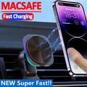 30 W магнитно безжично зарядно за кола RGB LED светлина Air Vent Държач за телефон Macsafe За iphone 14 13 12 Pro Max Станция за бързо зареждане