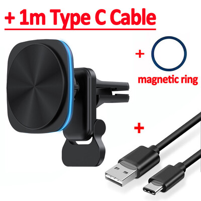 30 W магнитно безжично зарядно за кола RGB LED светлина Air Vent Държач за телефон Macsafe За iphone 14 13 12 Pro Max Станция за бързо зареждане