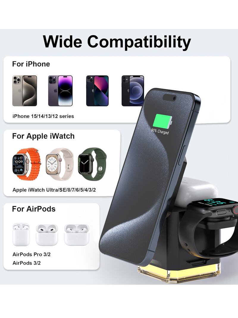 40W magnetski bežični stalak za punjač za Apple Watch AirPods Pro 3 2 iPhone 14 13 12 ProMax 4 u 1 sklopiva stanica za brzo punjenje