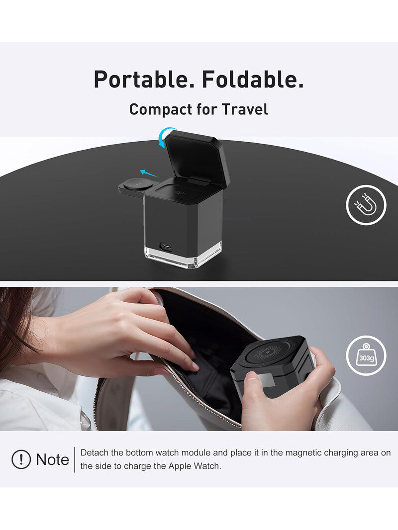 40W magnetski bežični stalak za punjač za Apple Watch AirPods Pro 3 2 iPhone 14 13 12 ProMax 4 u 1 sklopiva stanica za brzo punjenje