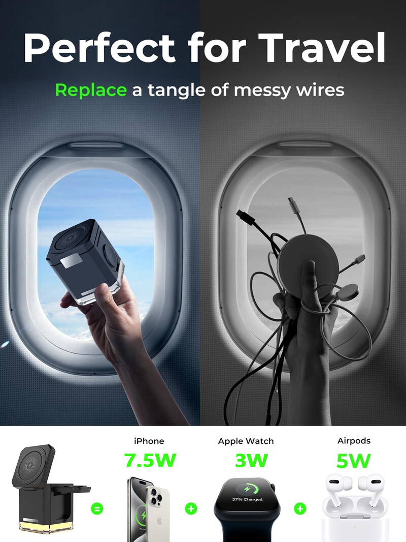 40W magnetski bežični stalak za punjač za Apple Watch AirPods Pro 3 2 iPhone 14 13 12 ProMax 4 u 1 sklopiva stanica za brzo punjenje