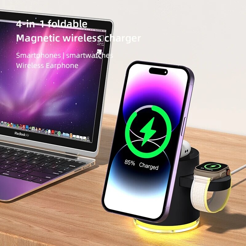 3 u 1 sklopivi magnetski stalak za bežični punjač za iPhone 15 14 13 Pro/Max IWatch AirPods 3/2 Station Dock Držač za brzi punjač