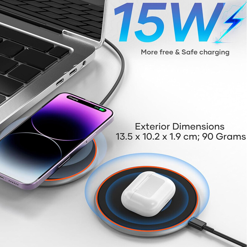 15W безжично зарядно устройство за iPhone 14 13 12 15 16 Pro XS Max Индукционна бърза безжична станция за зареждане за Samsung Xiaomi Huawei