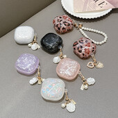 За Samsung Galaxy Buds Live 2 Pro 2 FE Case Simple Shell Leopard Print TPU Калъф за слушалки Калъф за аксесоари с перлен ключодържател