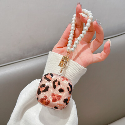 За Samsung Galaxy Buds Live 2 Pro 2 FE Case Simple Shell Leopard Print TPU Калъф за слушалки Калъф за аксесоари с перлен ключодържател
