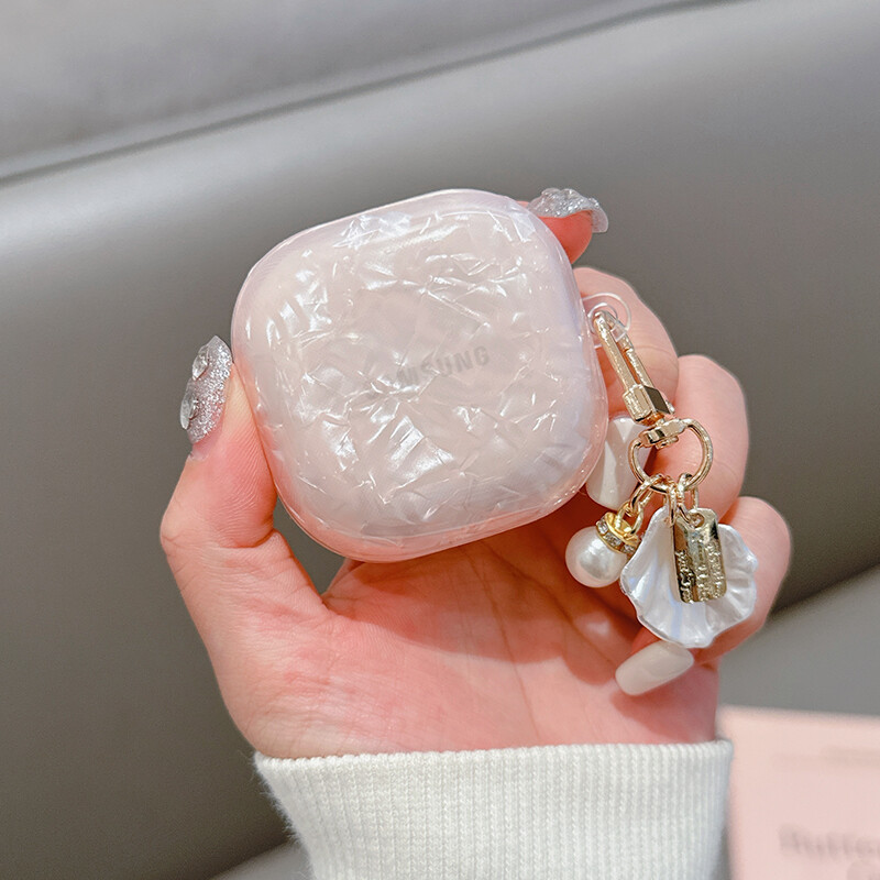 За Samsung Galaxy Buds Live 2 Pro 2 FE Case Simple Shell Leopard Print TPU Калъф за слушалки Калъф за аксесоари с перлен ключодържател