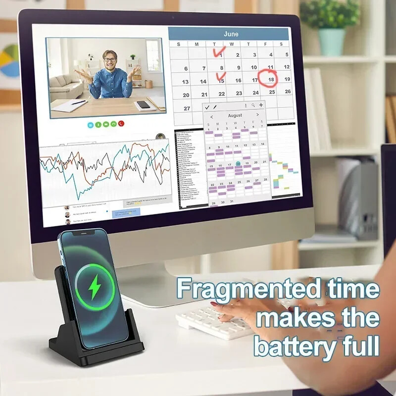 Stalak za bežični punjač od 30 W, stolni ultratanki mobilni telefon, priključna stanica za brzo punjenje za iPhone 15 14 13 12 Samsung Xiaomi