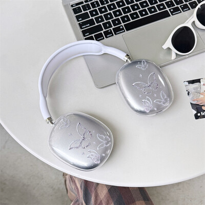 INS Rose Butterfly apsauginis dėklas Apple Airpods Max ausinių dėklas Skaidrus minkštas silikoninis ausinės, skirtas Airpods Max priedai