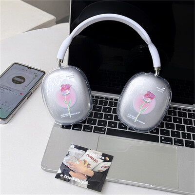 INS Rose Butterfly apsauginis dėklas Apple Airpods Max ausinių dėklas Skaidrus minkštas silikoninis ausinės, skirtas Airpods Max priedai