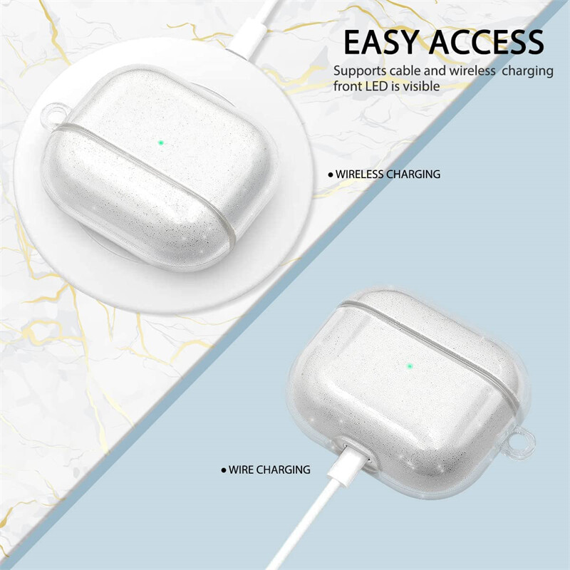 Bling Glitter mekana TPU torbica za slušalice s privjeskom za Airpods Pro 2 Generation Air Pods 4 2024 3 2 1 3rd Gen Cover Dodaci