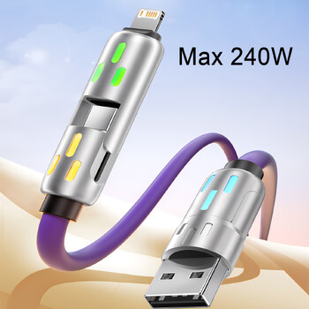 Καλώδιο γρήγορης φόρτισης 4 σε 1 3Α καλώδιο USB USB A σε Micro Type C για iPhone 15 14 13por 3 σε 1 Samsung Huawei Xiaomi Quick Charger