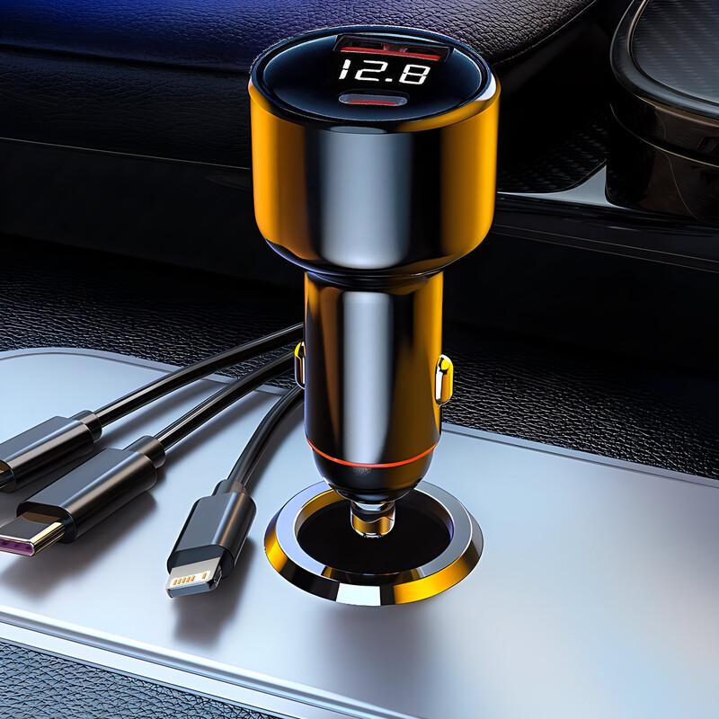 USB adapter za auto punjač 5 u 1 s kabelom tipa C Super brzo punjenje za iPhone 15 14 iPad Samsung Huawei OPPO Oneplus Vivo