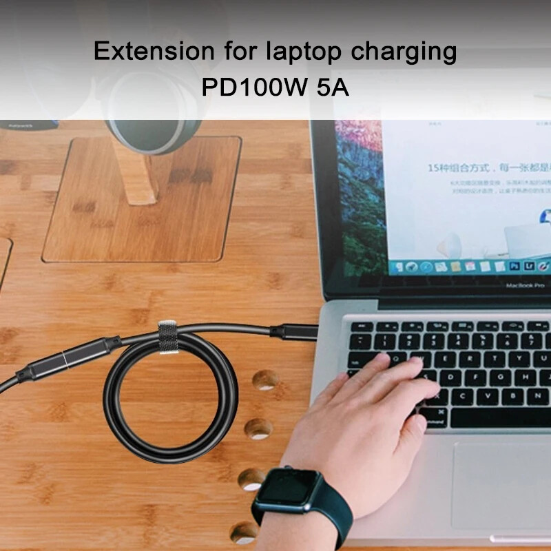 Бял Type-C мъжки към женски удължителен кабел USB3.1 Gen2 мъжки към женски 100W бързо зареждане PD лакътно зареждане