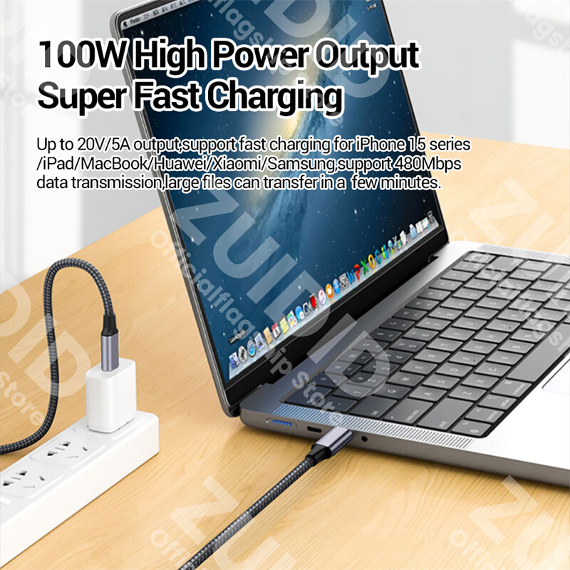 Prozirni PD100W USB tip C do C kabel 5A brzo punjenje za Macbook Xiaomi Samsung Huawei prijenosno računalo LED kabel za digitalni zaslon 1/2m