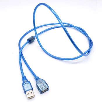 Καλώδιο επέκτασης USB 2.0 υψηλής ταχύτητας 0.3M 1M 2M 3M 5M 10m Διαφανές μπλε καλώδιο αρσενικό σε θηλυκό / αρσενικό καλώδιο προέκτασης USB Χάλκινο καλώδιο