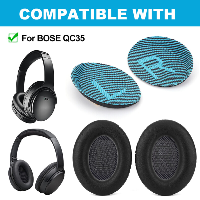 Pakaitiniai ausų pagalvėlės, baltyminės odos ir atminties putplasčio ausinių uždangalai Ausinių pagalvėlės pagalvėlės keitimas Bose QuietComfort QC35