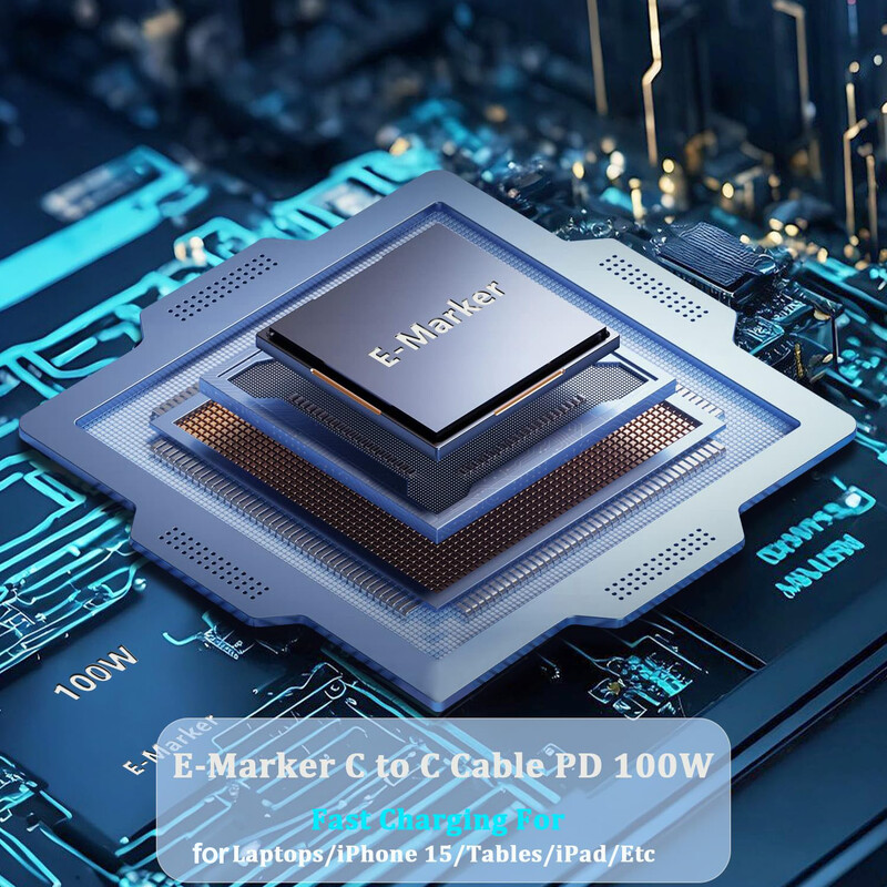 100W brzo punjenje digitalnog zaslona pleteni PD USB AC na tip C podatkovni kabel 5A 20V E-Marker čip za Samsung iPhone 15 Huawei Xiaomi