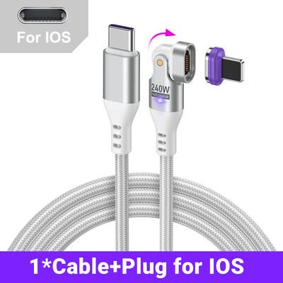 AUFU 240W магнитен кабел за супер бързо зареждане за iPhone 16 15 Pro max USB тип C към USB C проводник 5A за лаптоп Macbook Xiaomi