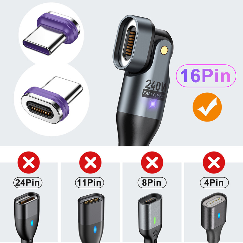 AUFU 240W магнитен кабел за супер бързо зареждане за iPhone 16 15 Pro max USB тип C към USB C проводник 5A за лаптоп Macbook Xiaomi