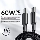 Тип C до C кабел за данни Dual Head Pd60W Fast Charging Knit Ctoc Car Charging Cable for Iphone Laptop Huawei Xiaomi Type C Phone