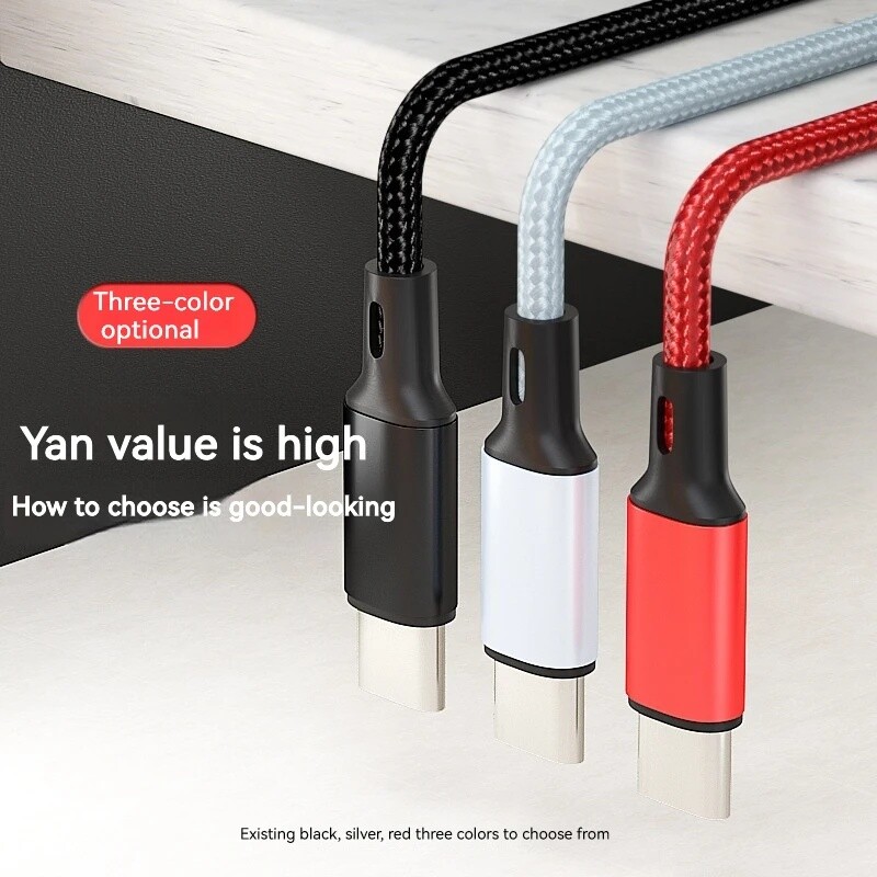Тип C до C кабел за данни Dual Head Pd60W Fast Charging Knit Ctoc Car Charging Cable for Iphone Laptop Huawei Xiaomi Type C Phone