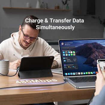 Καλώδιο AUFU 240W USB Type C για iPhone 16 15 MacBook Laptop 180 μοιρών 5A Super Fast Charging USB C Καλώδιο δεδομένων Καλώδιο καλώδιο 1m 2m 3m