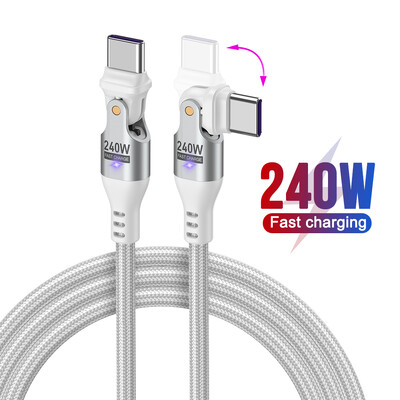 AUFU 240 W USB Type C кабел за iPhone 16 15 MacBook лаптоп 180 градуса 5A Супер бързо зареждане USB C кабел за данни Телен кабел 1 м 2 м 3 м
