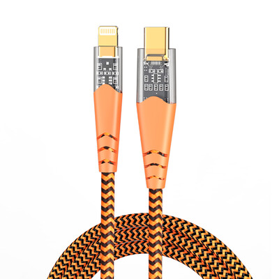 PD 30W Type-C do Lightning Fast kabel za punjenje, prozirni USB-C kabel punjača za iPhone 14 13 12 11 iPad-pozlaćeni utikač