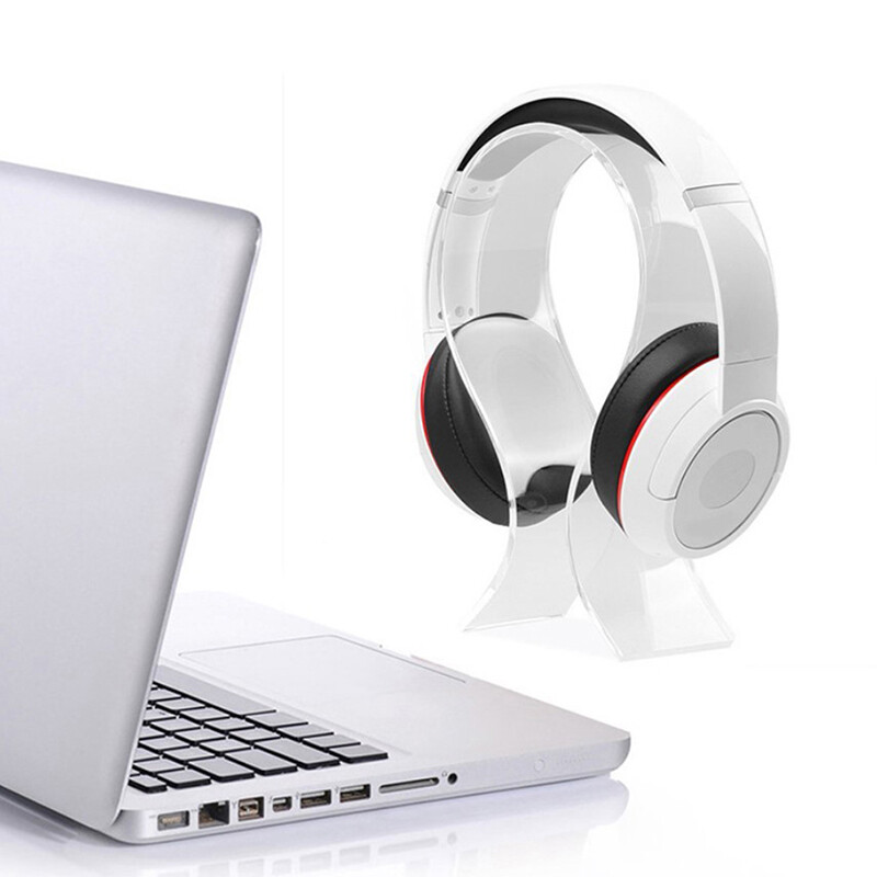 Нова преносима стойка за слушалки Държач за слушалки Закачалка Универсален акрилен дисплей за слушалки Скоба Подходящ за всички размери слушалки